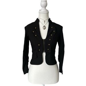 Y2K “Seductions” Black Napoleon Style Cropped Zip-up Top